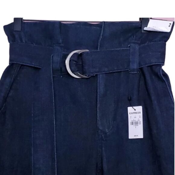 Express Cropped Wide Leg Super High Rise Dark Wash Jeans Size 6 NWT - Picture 7 of 10